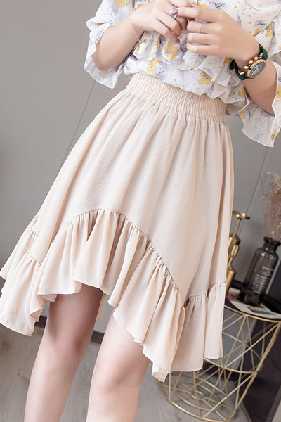 Дамска ежедневна асиметрична пола с ластична талия