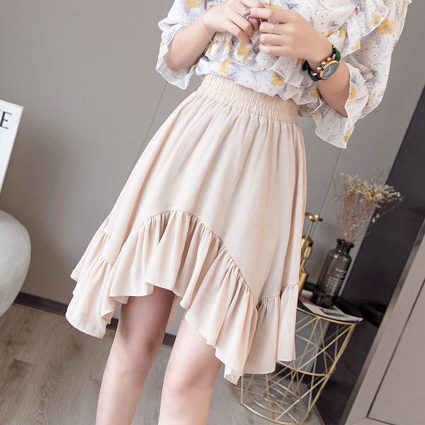 Дамска ежедневна асиметрична пола с ластична талия