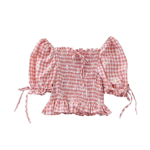 Нов модел карирана дамска блуза с връзки