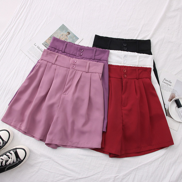 Дамски къси панталони с джобове и висока талия