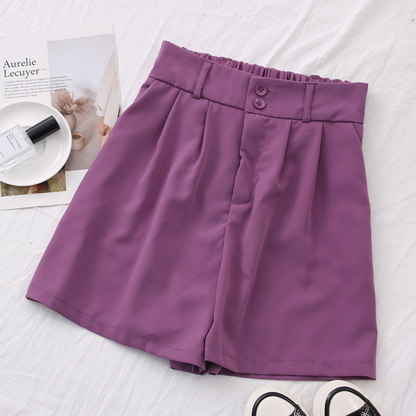 Дамски къси панталони с джобове и висока талия