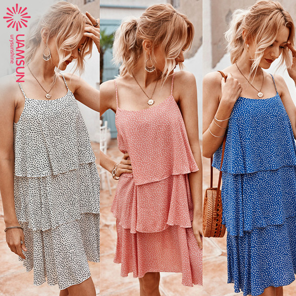 Ежедневна дамска къса рокля с тънки презрамки и квадратно деколте 