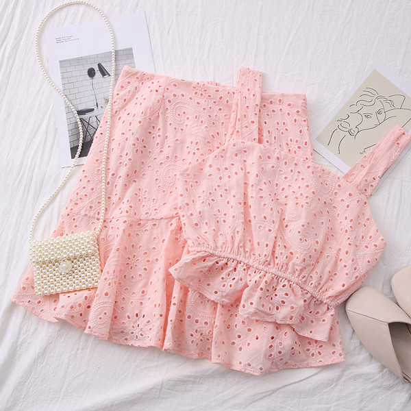 Нов модел дамски комплект от две части потник + пола