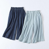 Pantaloni largi de dama din denim cu talie elastica