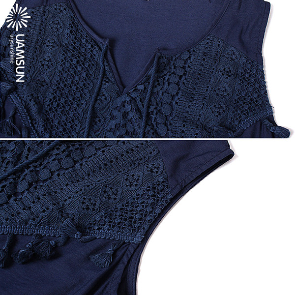 Ежедневна дамска къса рокля с бродерия и връзки 