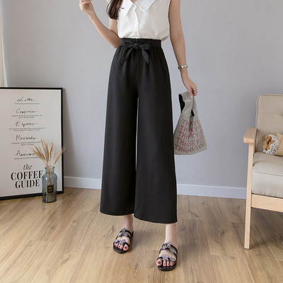 Alkalmi női hosszú nadrág magas derékkal és megkötővel