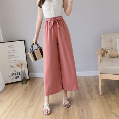 Alkalmi női hosszú nadrág magas derékkal és megkötővel