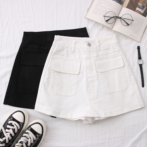 Нов модел къса дамска пола-панталон с джобове 