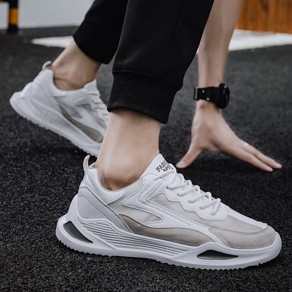 Модерни мъжки летни маратонки с връзки и равна подметка