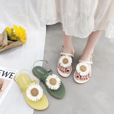 Ежедневни дамски сандали през пръсти с 3D елемент цвете