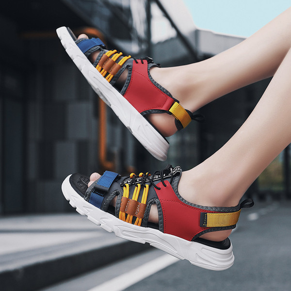 Μοντέρνα ανδρικά σανδάλια με  βελκρό και κορδόνια