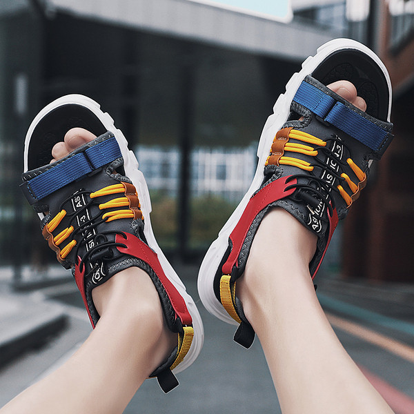 Μοντέρνα ανδρικά σανδάλια με  βελκρό και κορδόνια