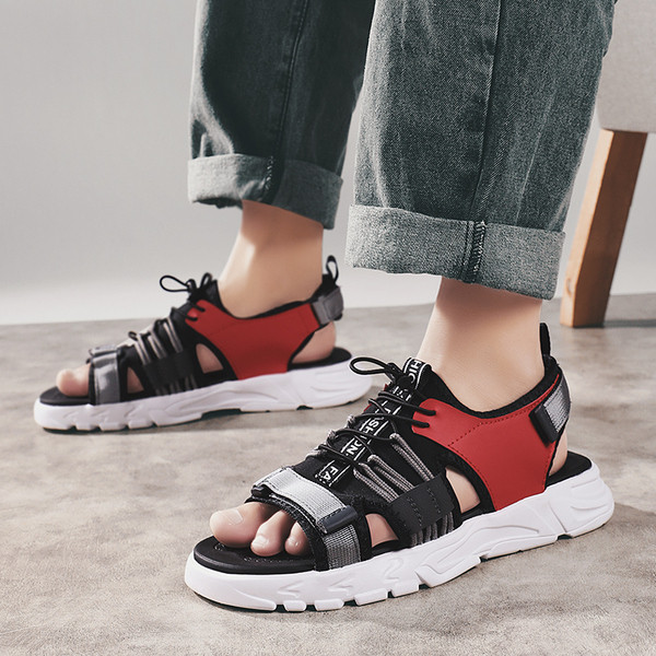 Μοντέρνα ανδρικά σανδάλια με  βελκρό και κορδόνια