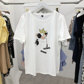 Γυναικείο μπλουζάκι  φαρδύ μοντέλο σε λευκό χρώμα με απλικέ