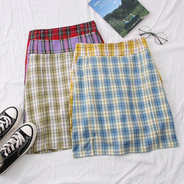 Ежедневна дамска карирана пола с висока талия