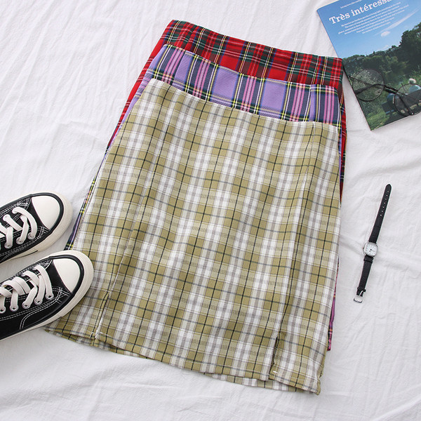 Ежедневна дамска карирана пола с висока талия