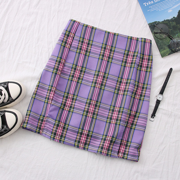 Ежедневна дамска карирана пола с висока талия