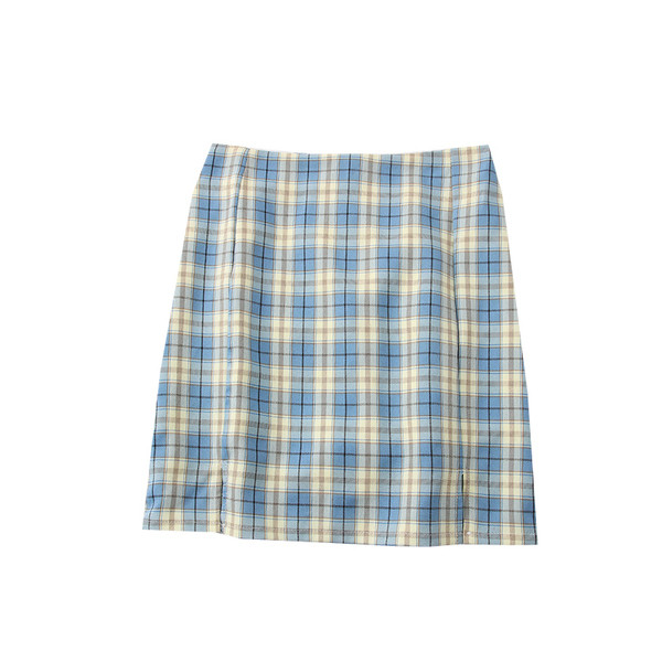 Ежедневна дамска карирана пола с висока талия