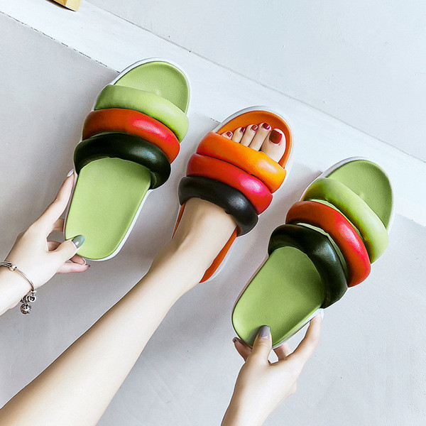 Ležerne ženske papuče u boji s ravnim potplatom