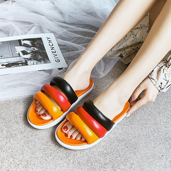Ležerne ženske papuče u boji s ravnim potplatom