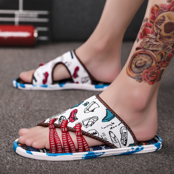 Ежедневни мъжки чехли с връзки и равна подметка