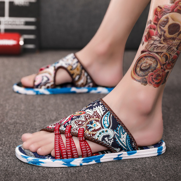 Ежедневни мъжки чехли с връзки и равна подметка