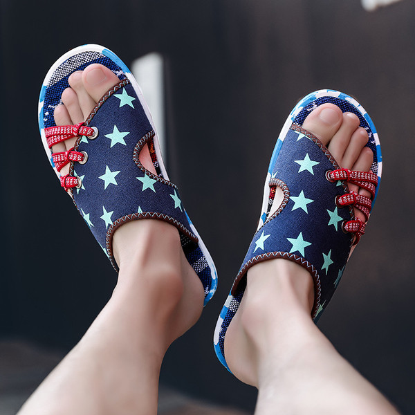 Ежедневни мъжки чехли с връзки и равна подметка