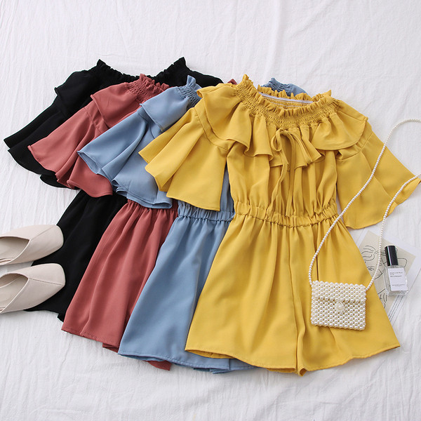 Νέο μοντέλο γυναικεία ολόσωμη φόρμα με μανίκια λωτού και ντεκολτέ