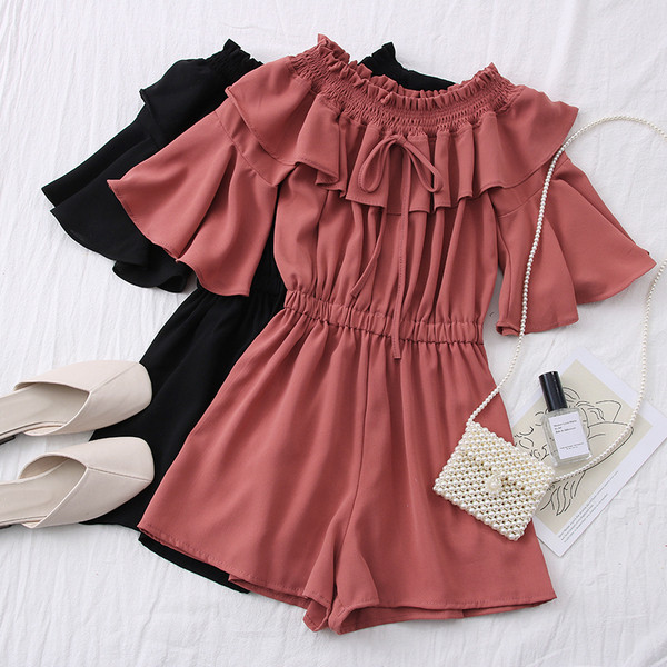 Νέο μοντέλο γυναικεία ολόσωμη φόρμα με μανίκια λωτού και ντεκολτέ