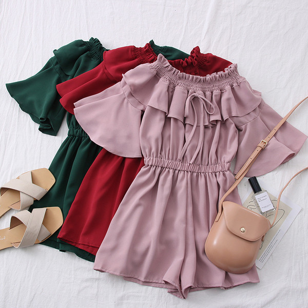 Νέο μοντέλο γυναικεία ολόσωμη φόρμα με μανίκια λωτού και ντεκολτέ