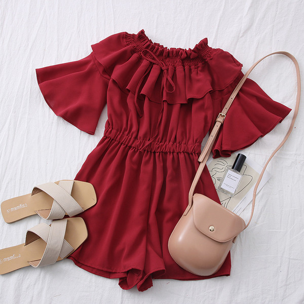 Νέο μοντέλο γυναικεία ολόσωμη φόρμα με μανίκια λωτού και ντεκολτέ