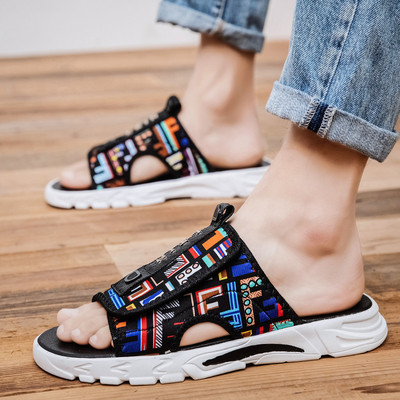 Papuci casual barbatesti cu plasture si talpa plata