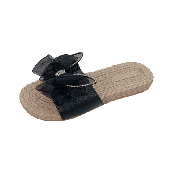 Ежедневни дамски чехли с панделка и камъни