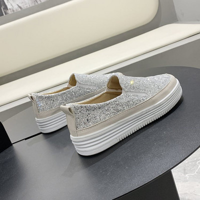 Pantofi casual de dama cu platforma de 3 cm si particule stralucitoare
