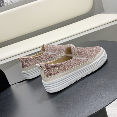 Pantofi casual de dama cu platforma de 3 cm si particule stralucitoare