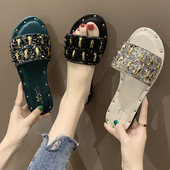 Papuci casual dama cu pietre si talpa plata
