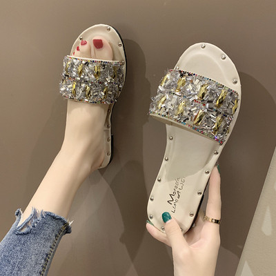 Papuci casual dama cu pietre si talpa plata