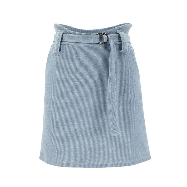 Стилна дамска къса пола с висока талия и колан 