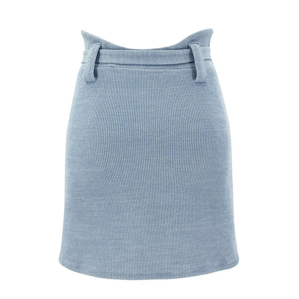 Стилна дамска къса пола с висока талия и колан 