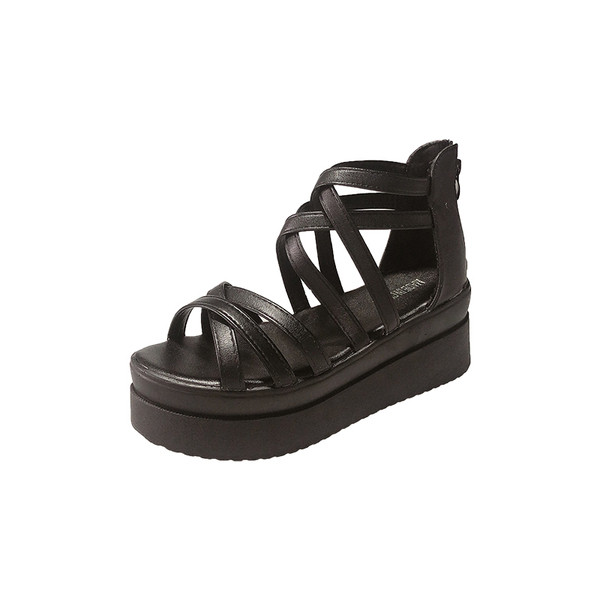 Ежедневни дамски сандали с висока подметка от еко кожа