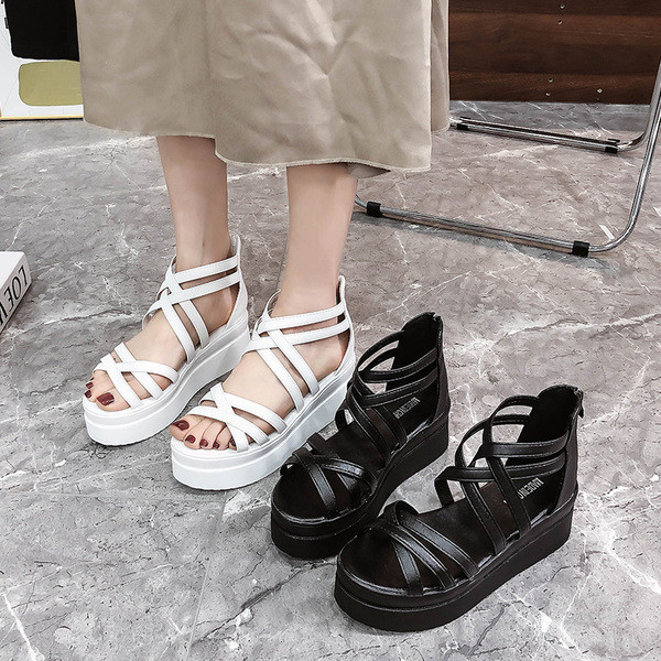 Ежедневни дамски сандали с висока подметка от еко кожа