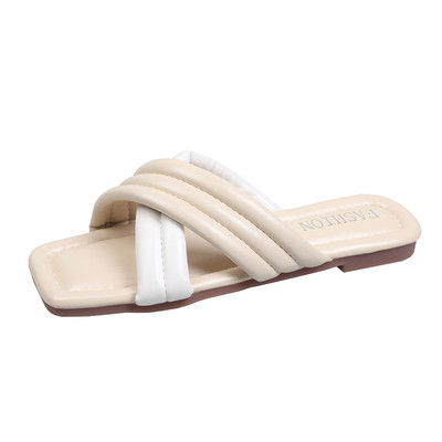 Casual γυναικείες παντόφλες από δέρμα eco - επίπεδη σόλα