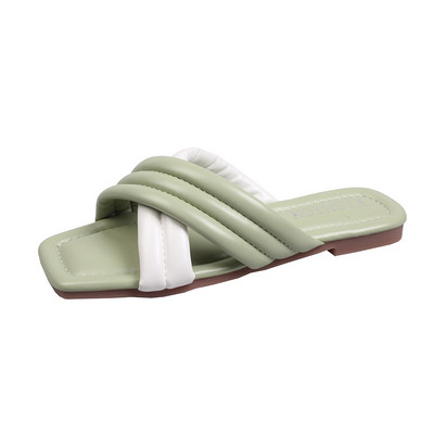 Casual γυναικείες παντόφλες από δέρμα eco - επίπεδη σόλα