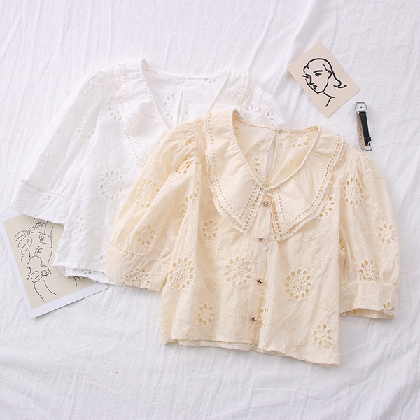 Модерна дамска риза- с шпиц деколте и копчета