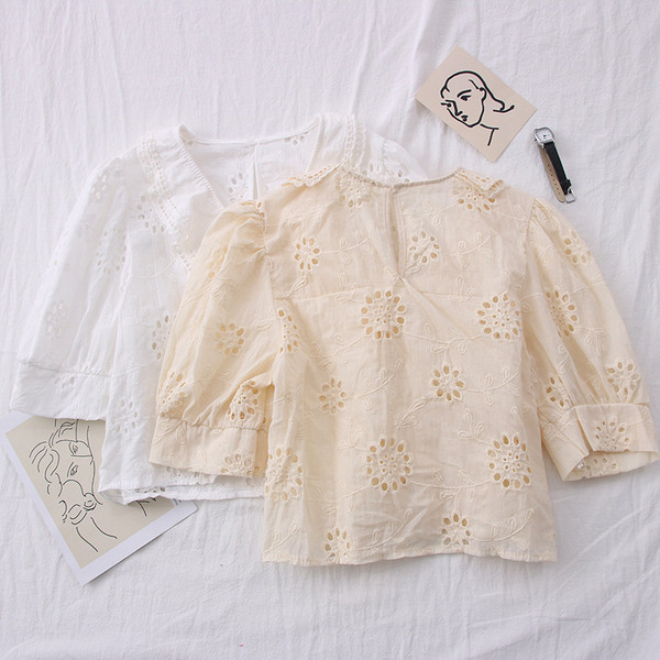 Модерна дамска риза- с шпиц деколте и копчета