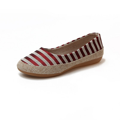 Espadrile de damă în dungi cu talpă plată