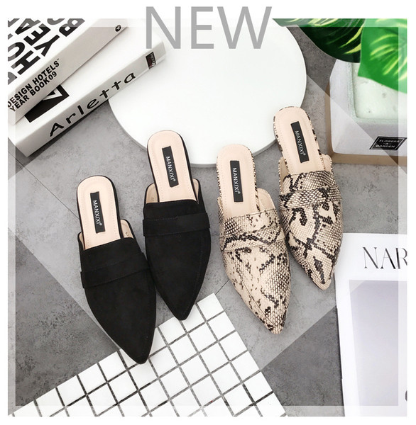 Дамски модерни заострени чехли от еко кожа