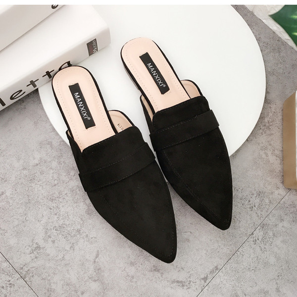 Дамски модерни заострени чехли от еко кожа