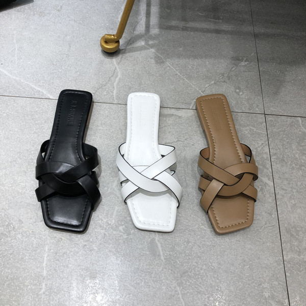 Ежедневни дамски чехли от еко кожа с равна  подметка