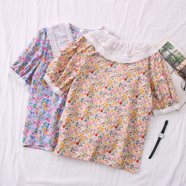 Cămașă casual de damă cu decolteu spitz și model floral